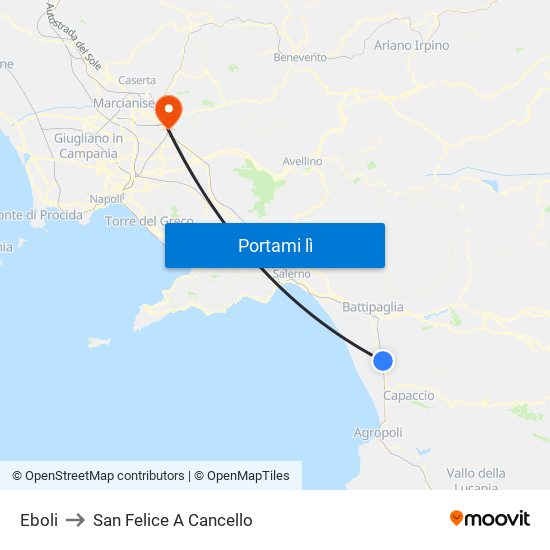 Eboli to San Felice A Cancello map