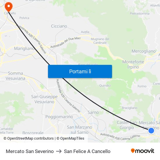 Mercato San Severino to San Felice A Cancello map