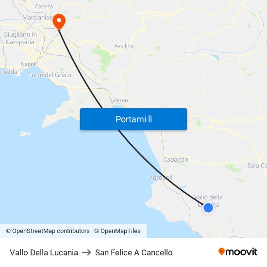 Vallo Della Lucania to San Felice A Cancello map