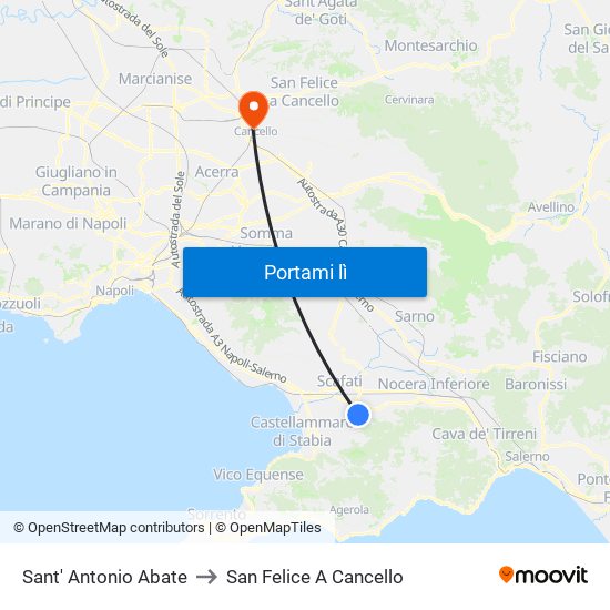 Sant' Antonio Abate to San Felice A Cancello map