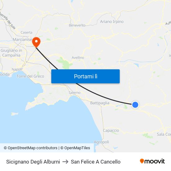 Sicignano Degli Alburni to San Felice A Cancello map