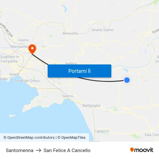 Santomenna to San Felice A Cancello map
