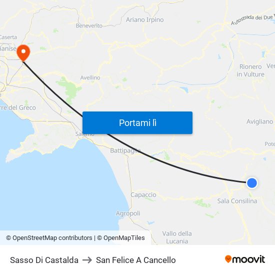 Sasso Di Castalda to San Felice A Cancello map