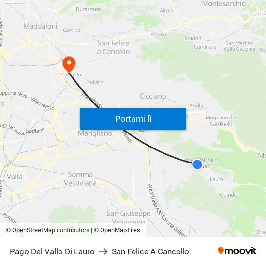 Pago Del Vallo Di Lauro to San Felice A Cancello map