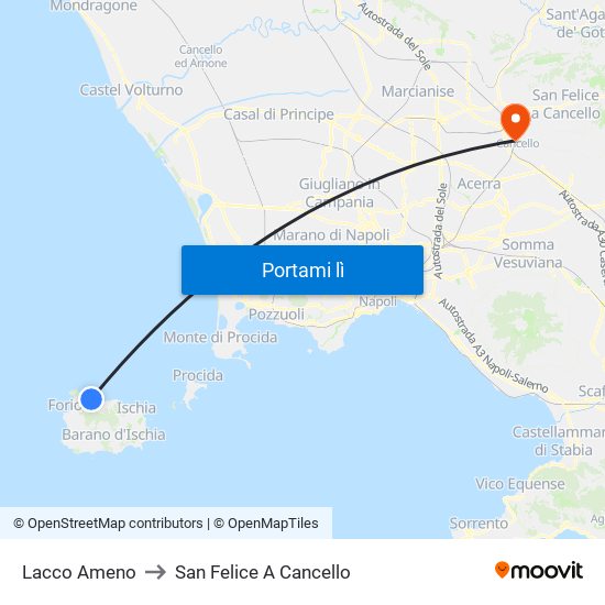 Lacco Ameno to San Felice A Cancello map