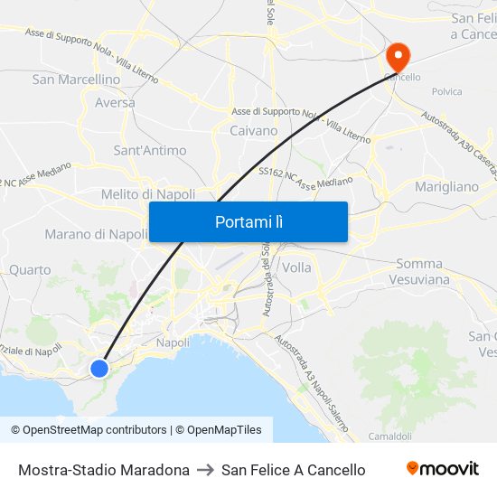 Mostra-Stadio Maradona to San Felice A Cancello map