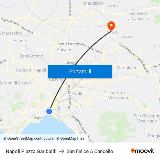 Napoli Piazza Garibaldi to San Felice A Cancello map