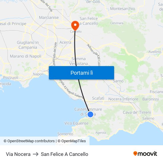 Via Nocera to San Felice A Cancello map
