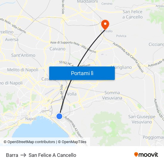 Barra to San Felice A Cancello map