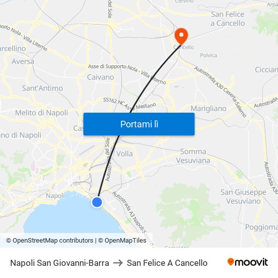 Napoli San Giovanni-Barra to San Felice A Cancello map