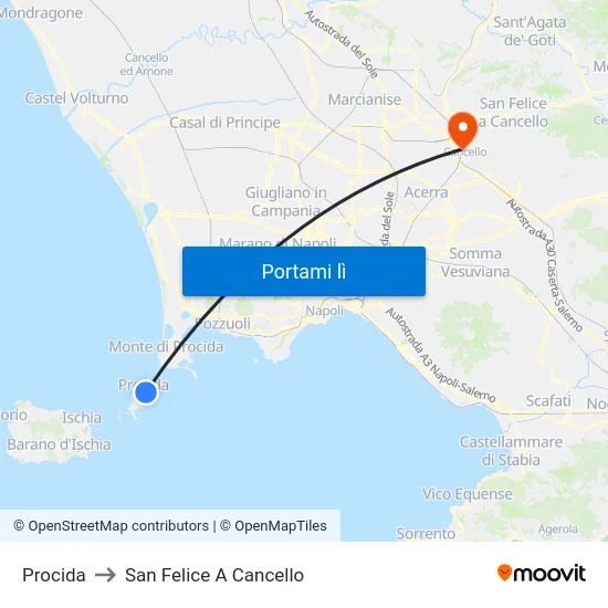 Procida to San Felice A Cancello map