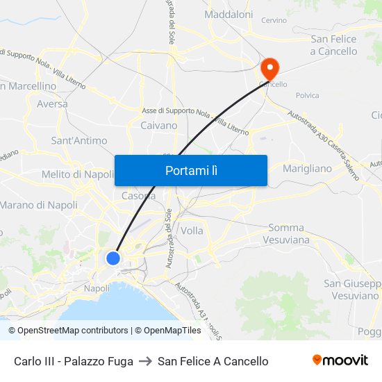 Carlo III - Palazzo Fuga to San Felice A Cancello map