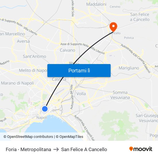 Foria - Metropolitana to San Felice A Cancello map