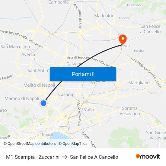 M1 Scampia - Zuccarini to San Felice A Cancello map