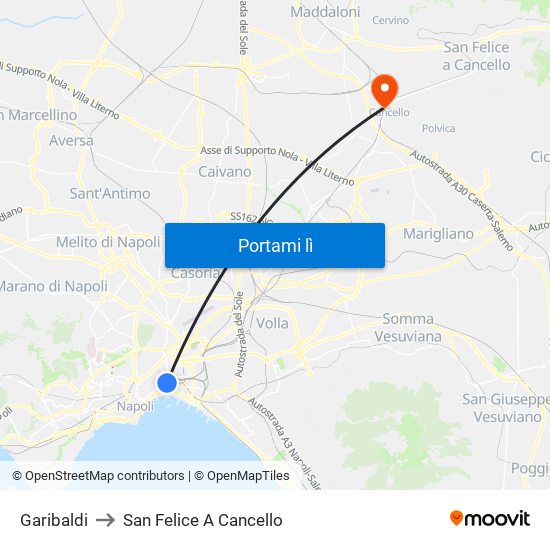 Garibaldi to San Felice A Cancello map