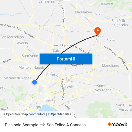 Piscinola-Scampia to San Felice A Cancello map
