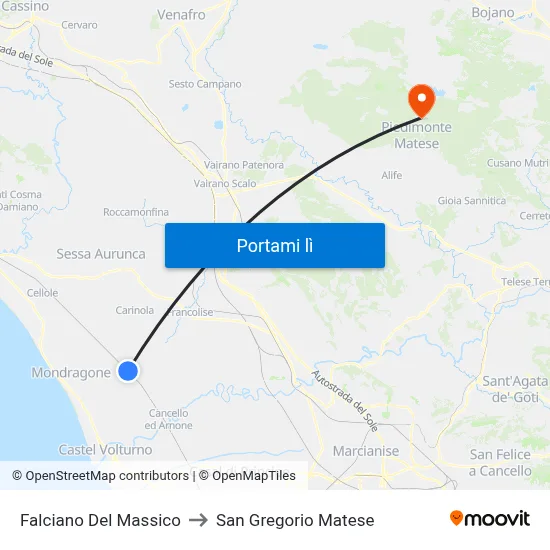 Falciano Del Massico to San Gregorio Matese map