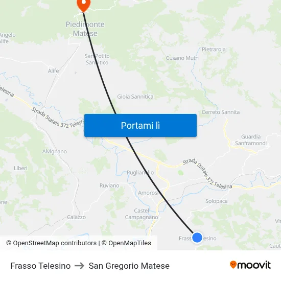 Frasso Telesino to San Gregorio Matese map