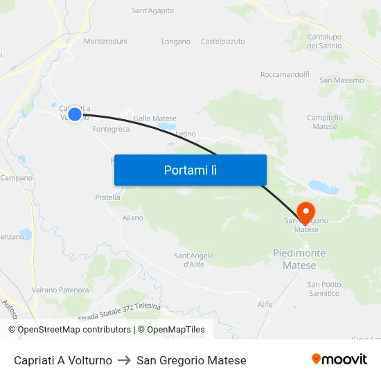 Capriati A Volturno to San Gregorio Matese map