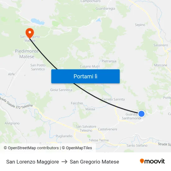San Lorenzo Maggiore to San Gregorio Matese map