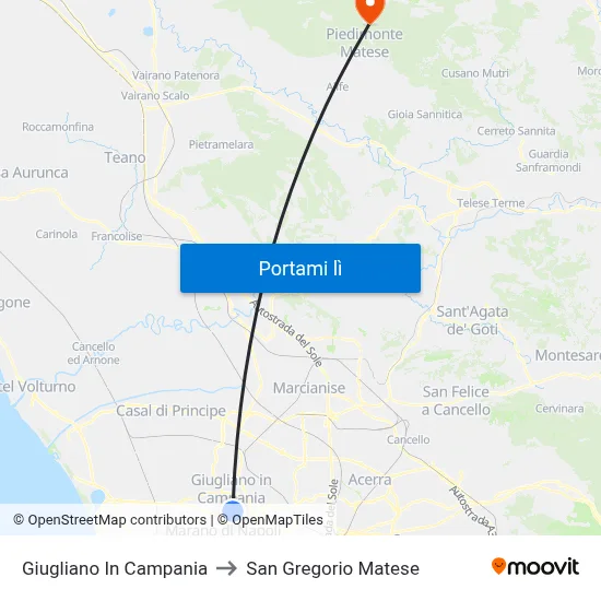 Giugliano In Campania to San Gregorio Matese map