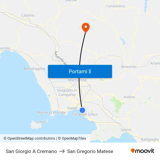 San Giorgio A Cremano to San Gregorio Matese map