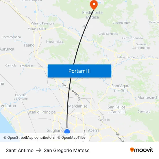 Sant' Antimo to San Gregorio Matese map
