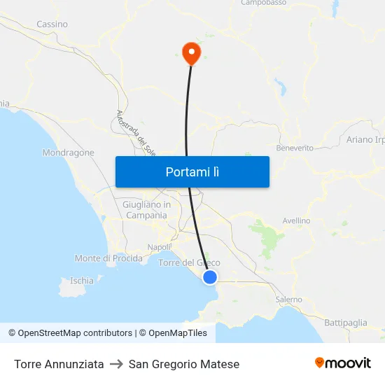 Torre Annunziata to San Gregorio Matese map