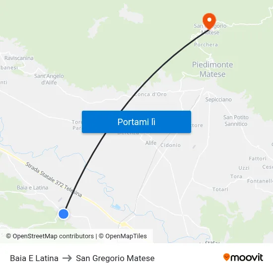 Baia E Latina to San Gregorio Matese map