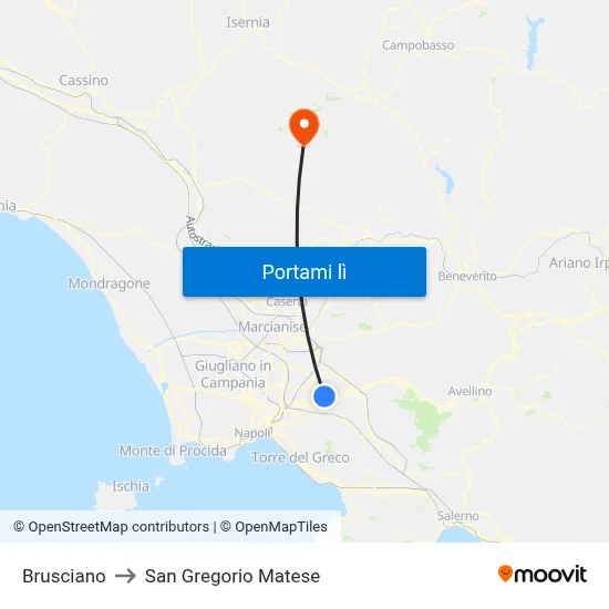 Brusciano to San Gregorio Matese map