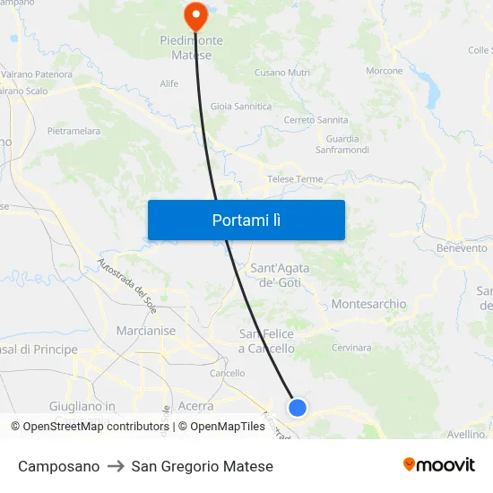 Camposano to San Gregorio Matese map