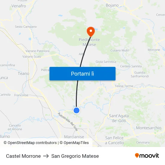 Castel Morrone to San Gregorio Matese map