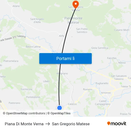 Piana Di Monte Verna to San Gregorio Matese map