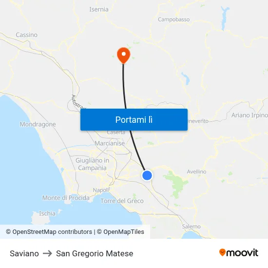 Saviano to San Gregorio Matese map