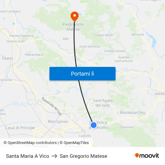 Santa Maria A Vico to San Gregorio Matese map