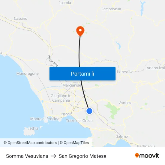 Somma Vesuviana to San Gregorio Matese map
