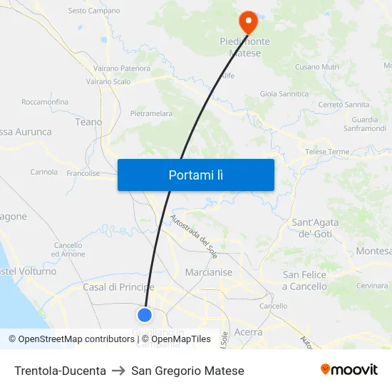 Trentola-Ducenta to San Gregorio Matese map