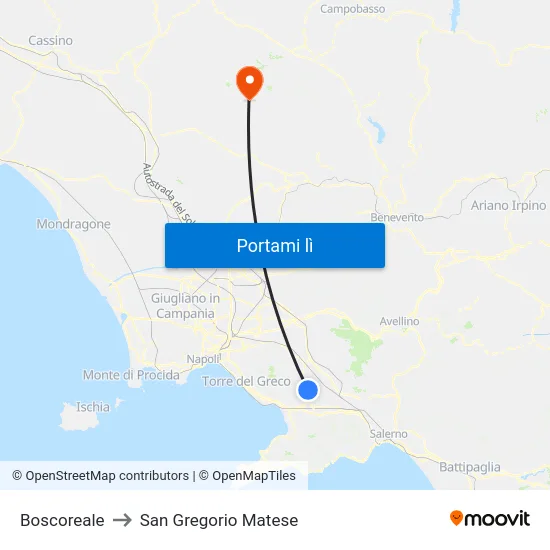Boscoreale to San Gregorio Matese map