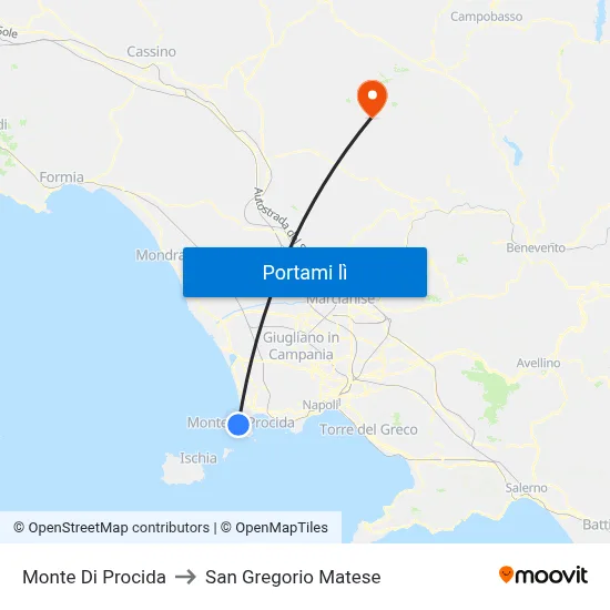 Monte Di Procida to San Gregorio Matese map