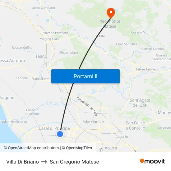 Villa Di Briano to San Gregorio Matese map