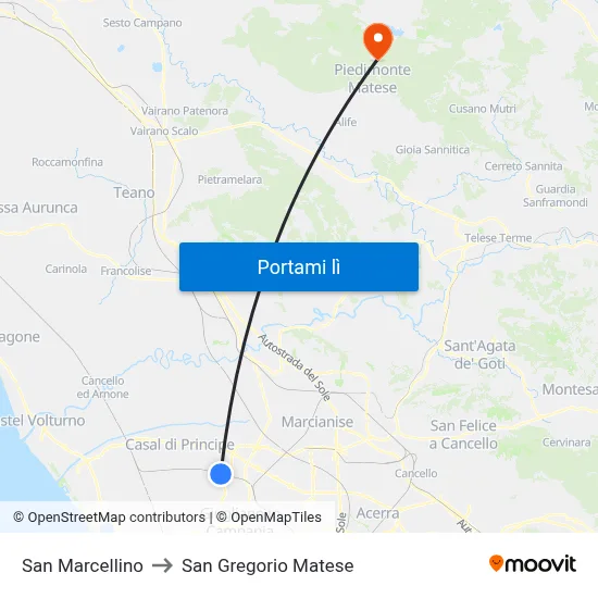 San Marcellino to San Gregorio Matese map