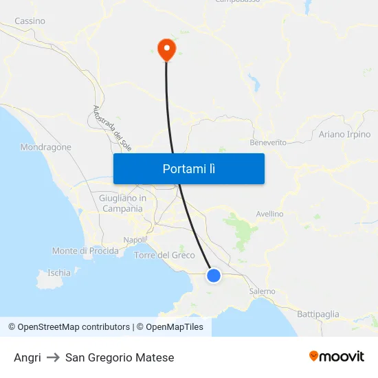 Angri to San Gregorio Matese map
