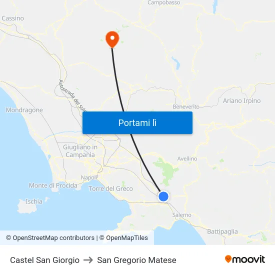 Castel San Giorgio to San Gregorio Matese map