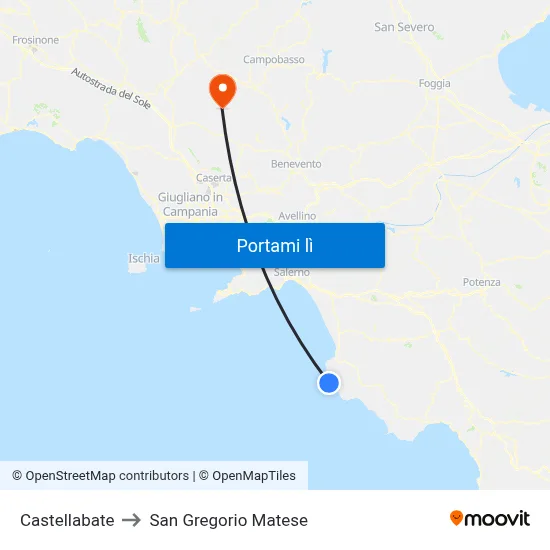 Castellabate to San Gregorio Matese map