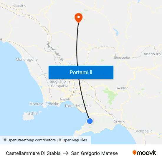 Castellammare Di Stabia to San Gregorio Matese map