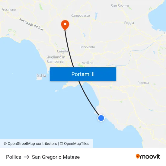 Pollica to San Gregorio Matese map