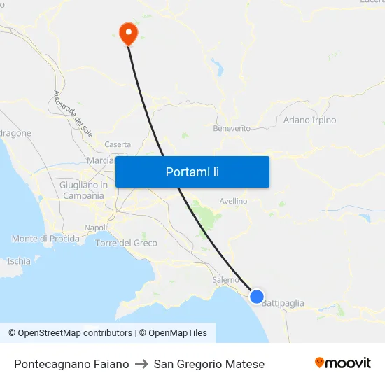 Pontecagnano Faiano to San Gregorio Matese map