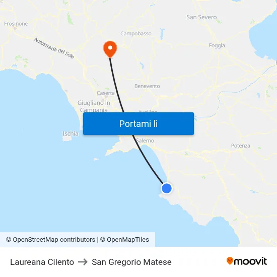 Laureana Cilento to San Gregorio Matese map