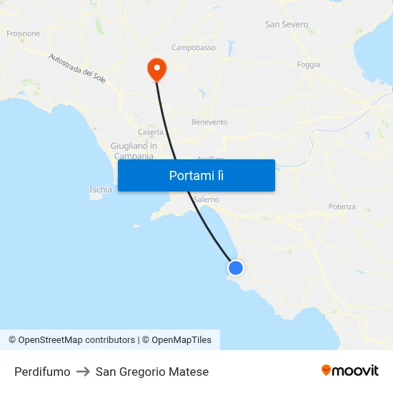 Perdifumo to San Gregorio Matese map