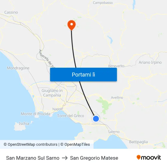San Marzano Sul Sarno to San Gregorio Matese map